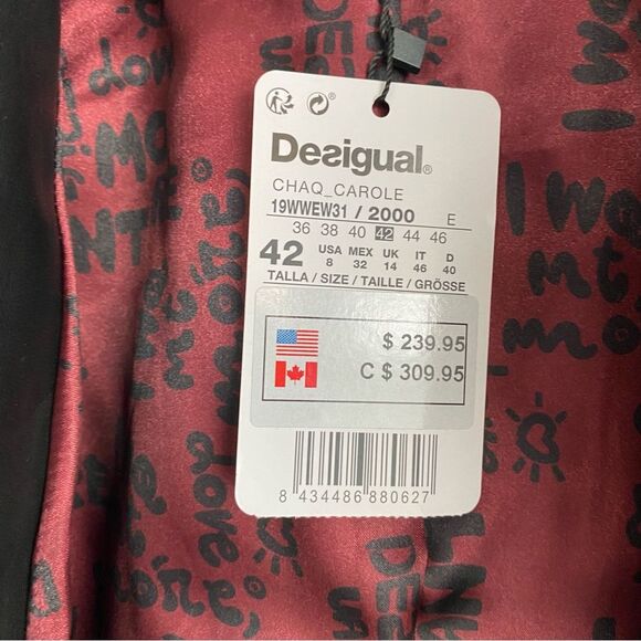 Desigual Carole Jewelled Faux Leather Embroidered Jacket Size 8 NWT - Picture 13 of 13